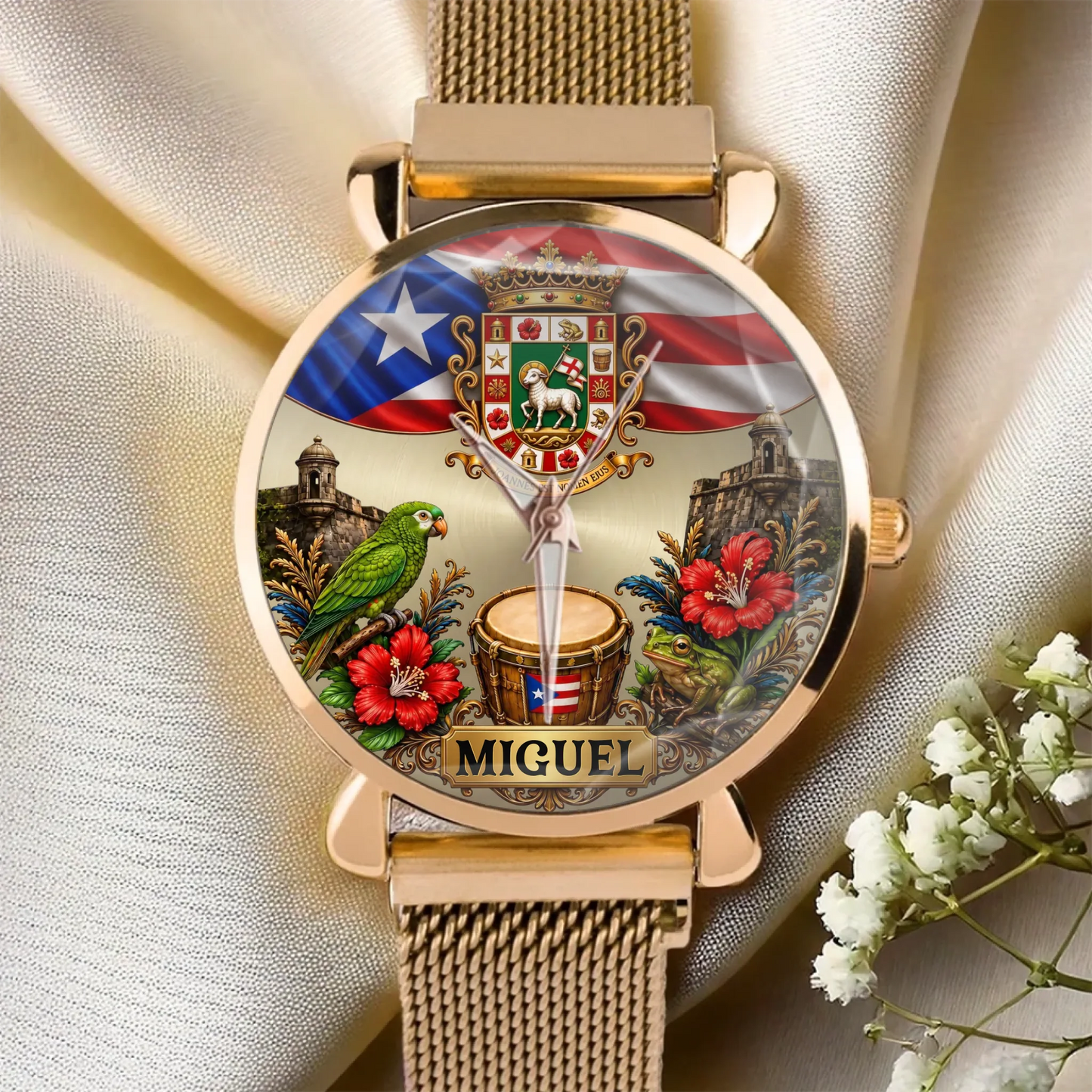 Custom name heritage watch for Puerto Rico pride gift
