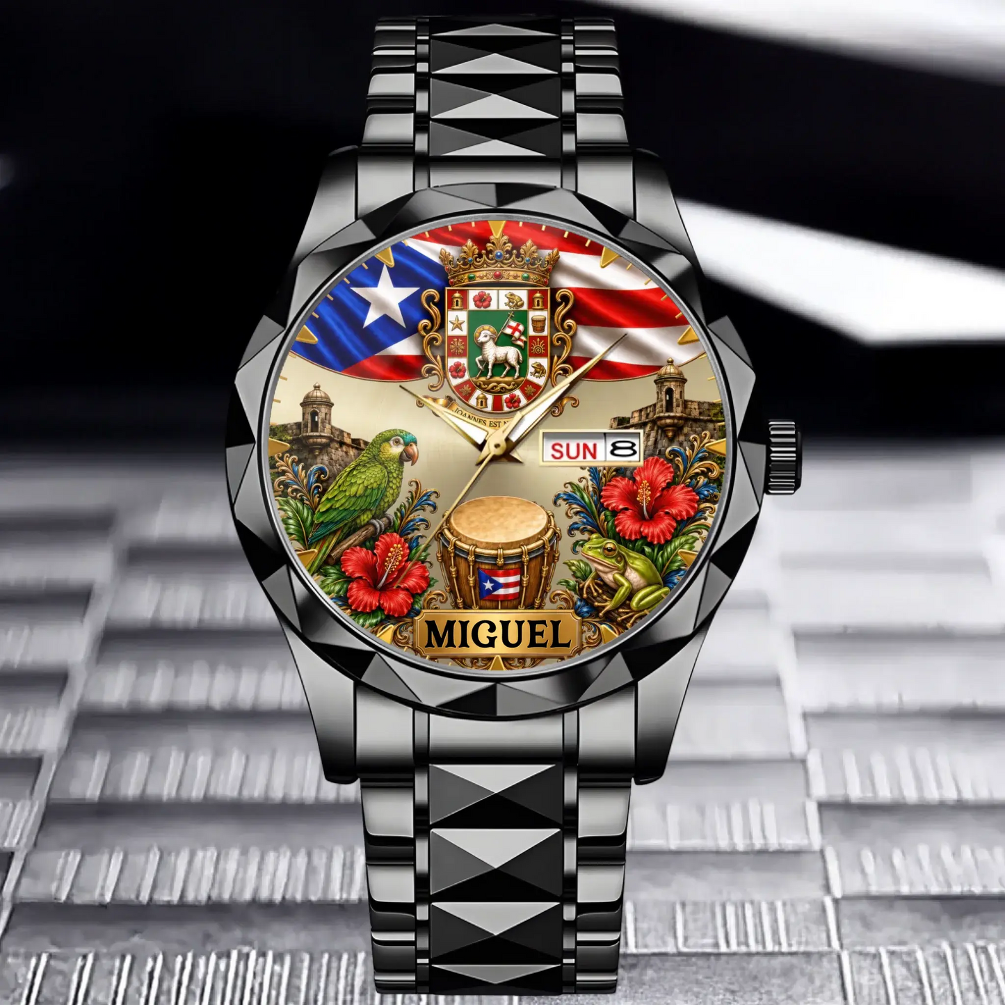 Personalized Puerto Rican Pride Watch - black color option