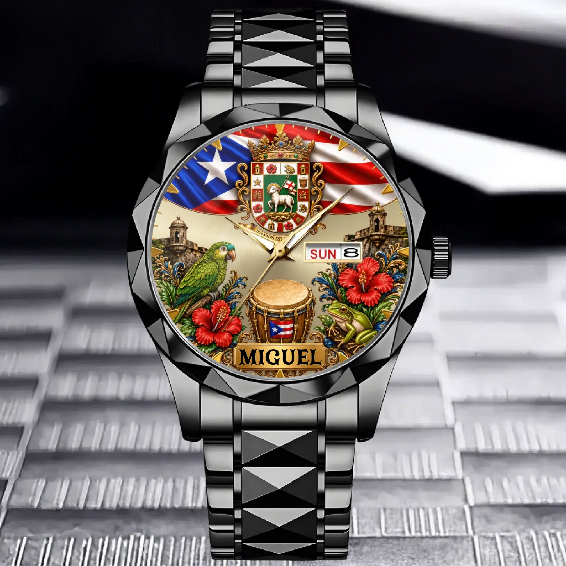 Personalized Puerto Rican Pride Watch - black color option