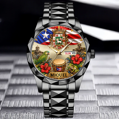 Personalized Puerto Rican Pride Watch - black color option