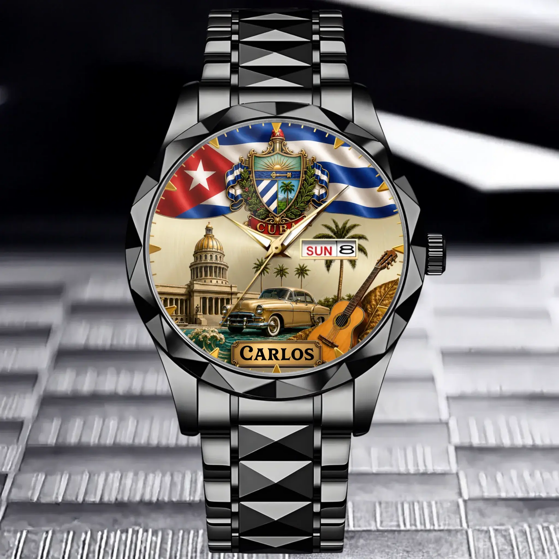 Personalized Cuban Heritage Watch - black color option