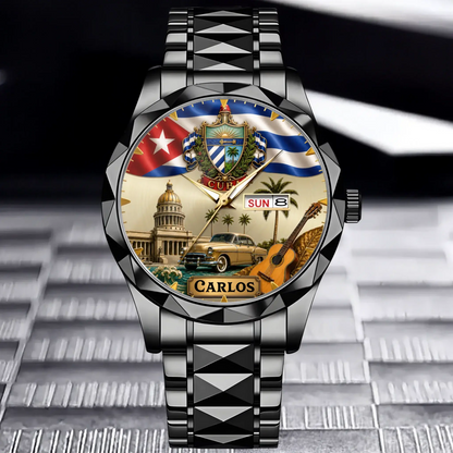 Personalized Cuban Heritage Watch - black color option