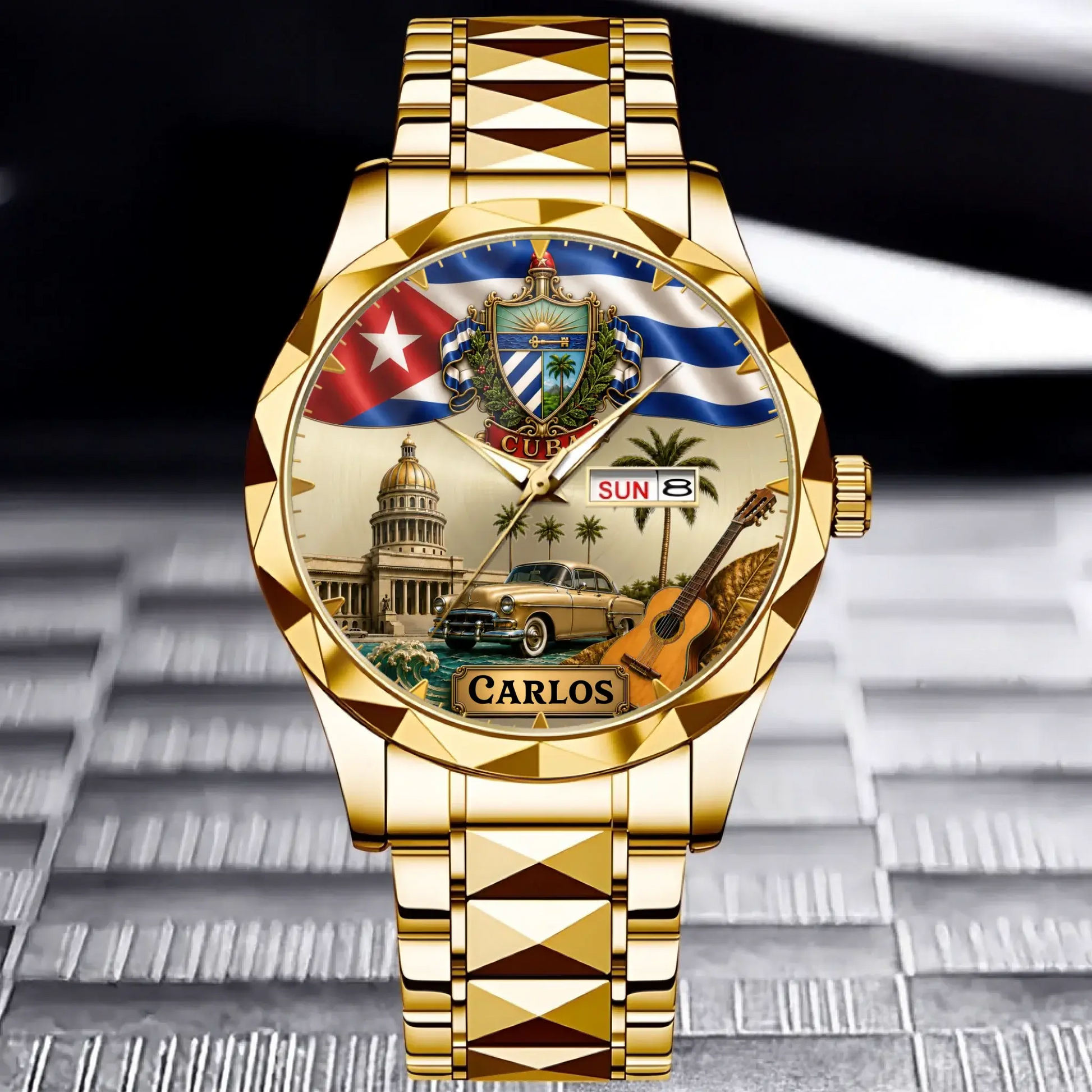 Personalized Cuban Heritage Watch - gold color option