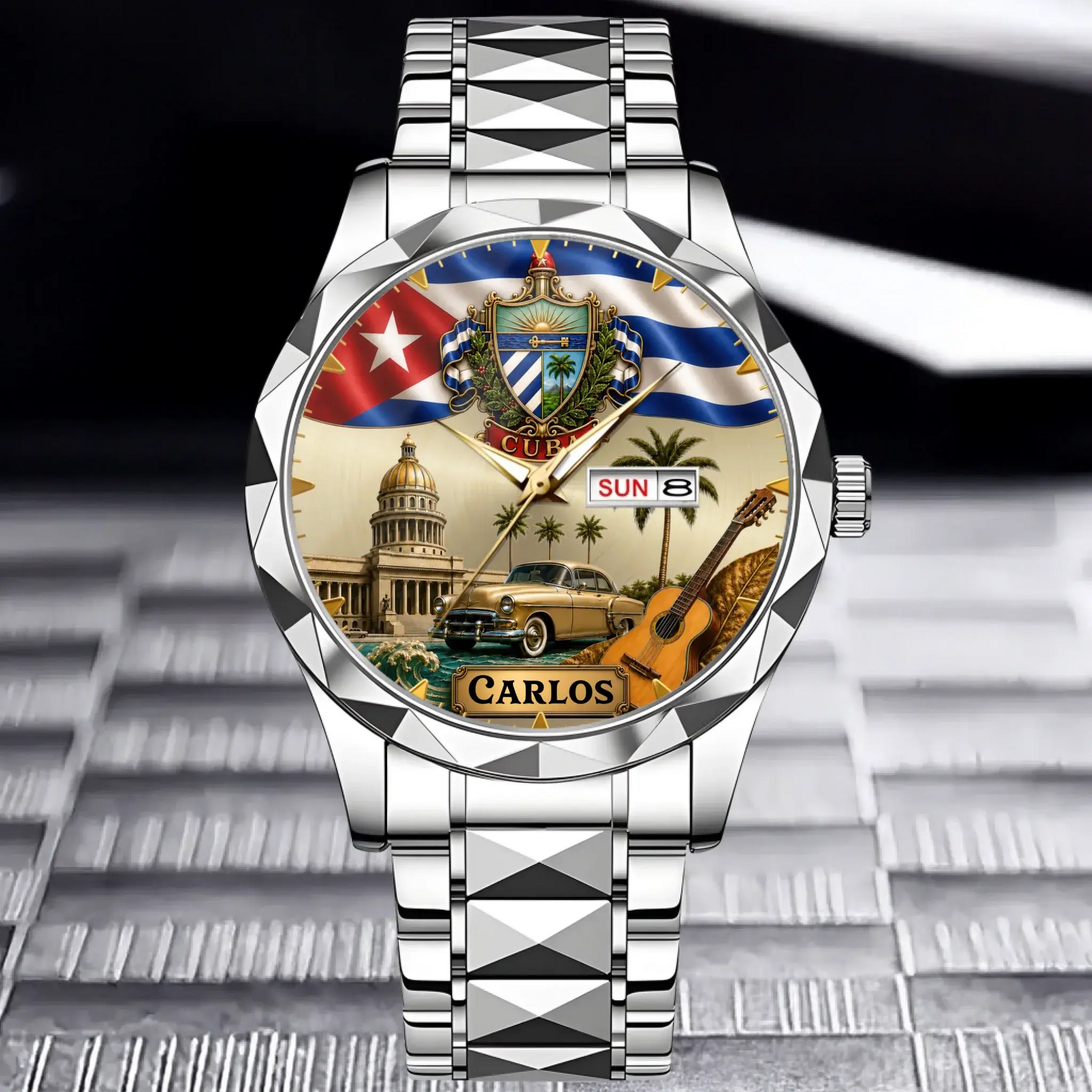 Personalized Cuban Heritage Watch - silver color option