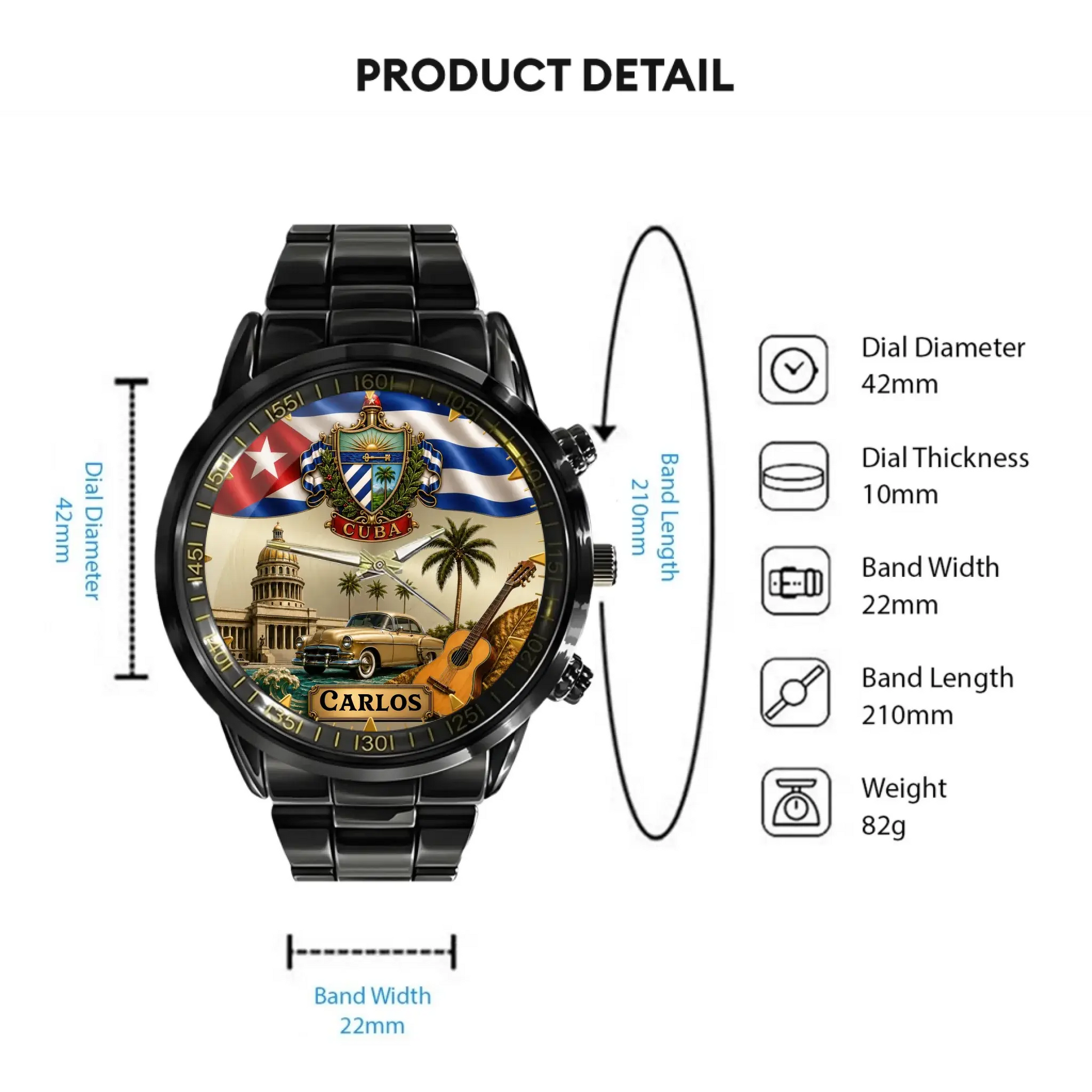 Personalized Cuban Heritage Watch - product detail 5