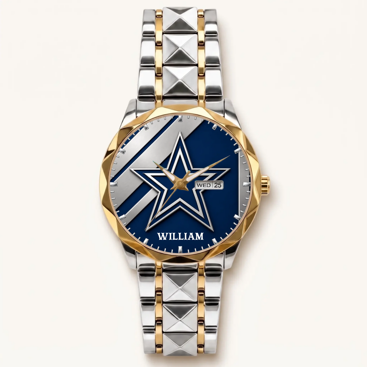 Personalized Dallas football watch - two-tone bracelet with gold-tone bezel