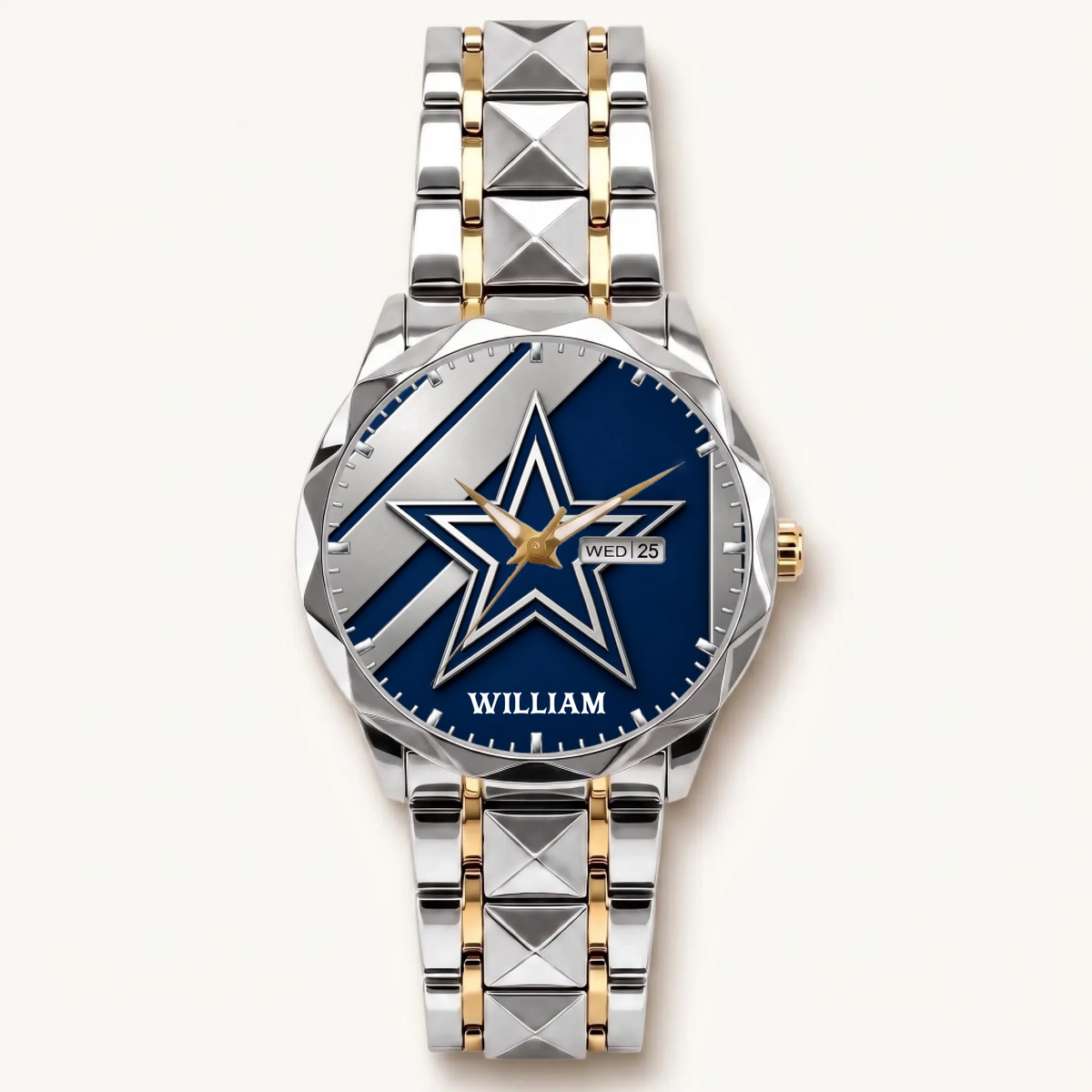 Personalized Dallas football watch - two-tone bracelet with silver-tone bezel