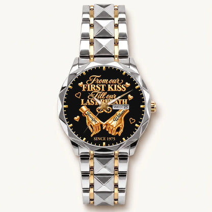 Personalized anniversary watch - two-tone bracelet with silver-tone bezel