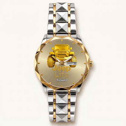 Personalized Jeep watch - two-tone bracelet with gold-tone bezel