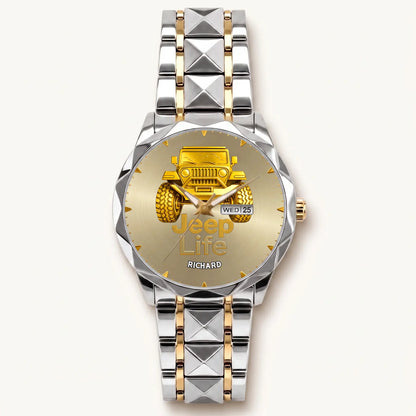 Personalized Jeep watch - two-tone bracelet with silver-tone bezel