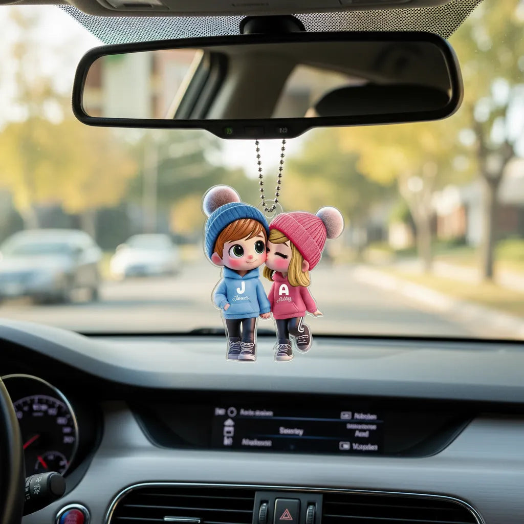 Personalized Acrylic Car Hanging, Custom Gift for Couple, Boyfriend and Girlfriend