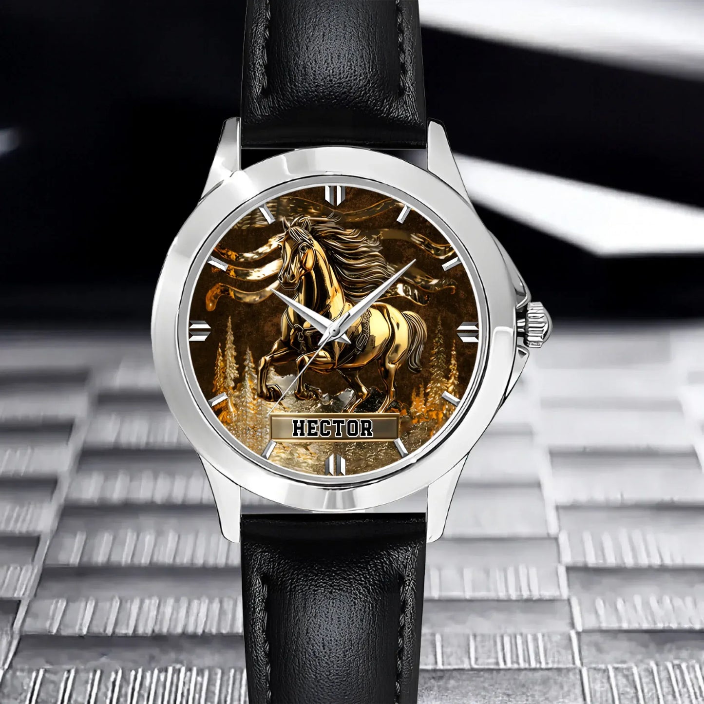 An equestrian jewelry gift for her or him resting on an old leather saddle.