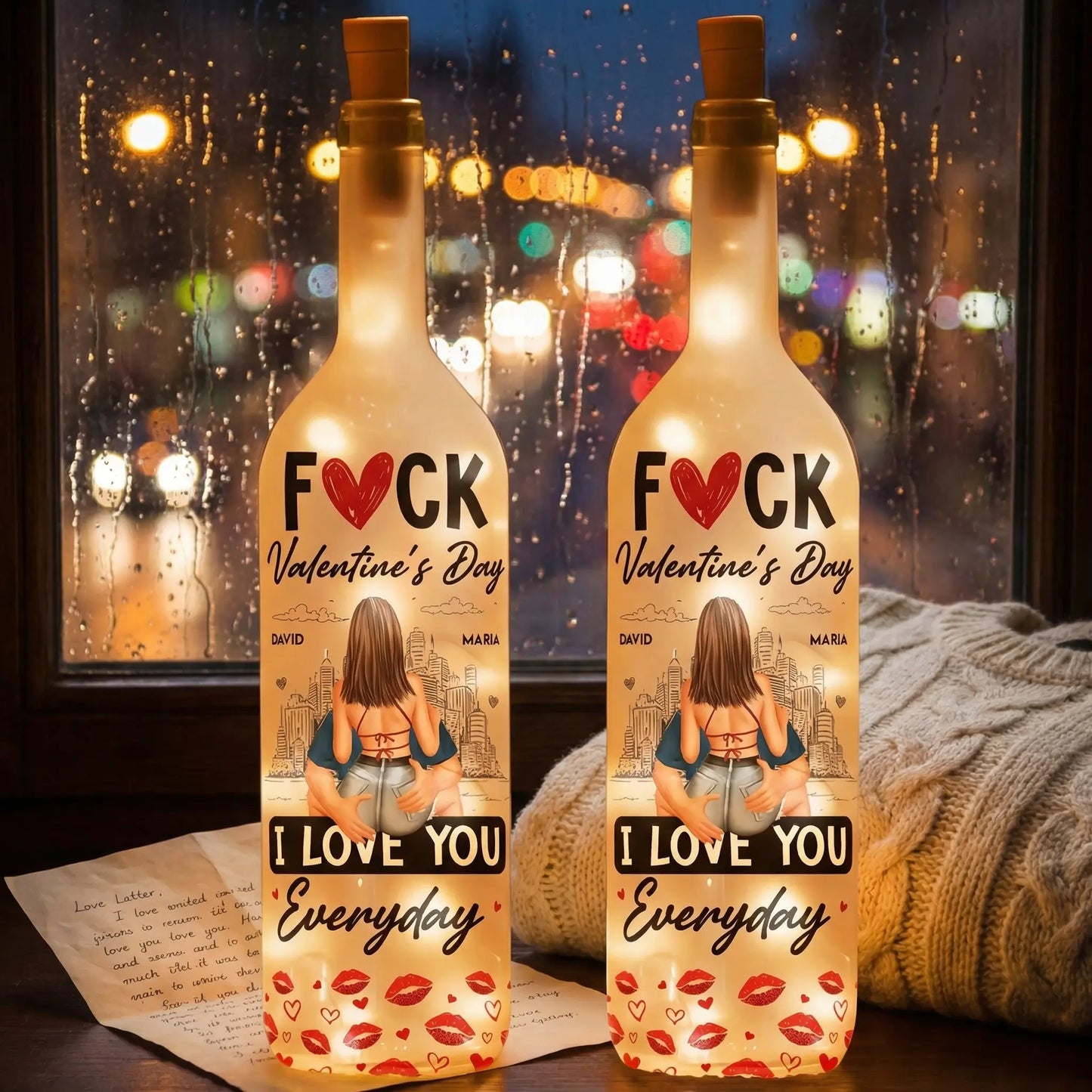 Personalized Custom Bottle Lamp - Fuck Valentine's Day I Love You Everyday
