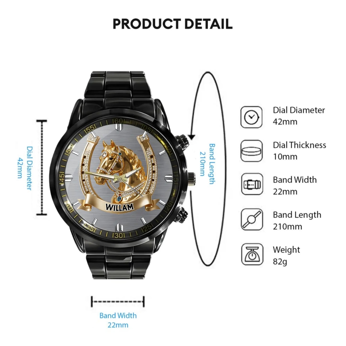 Lucky Horseshoe Customized Horse Watch - Meaningful Gifts for Horse Lovers