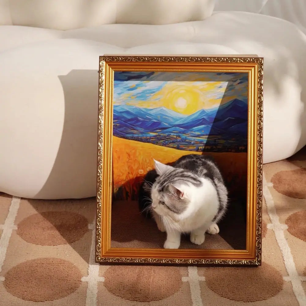 Oil Painting Cat Scratching Board [[{"value":"shop name"}]]