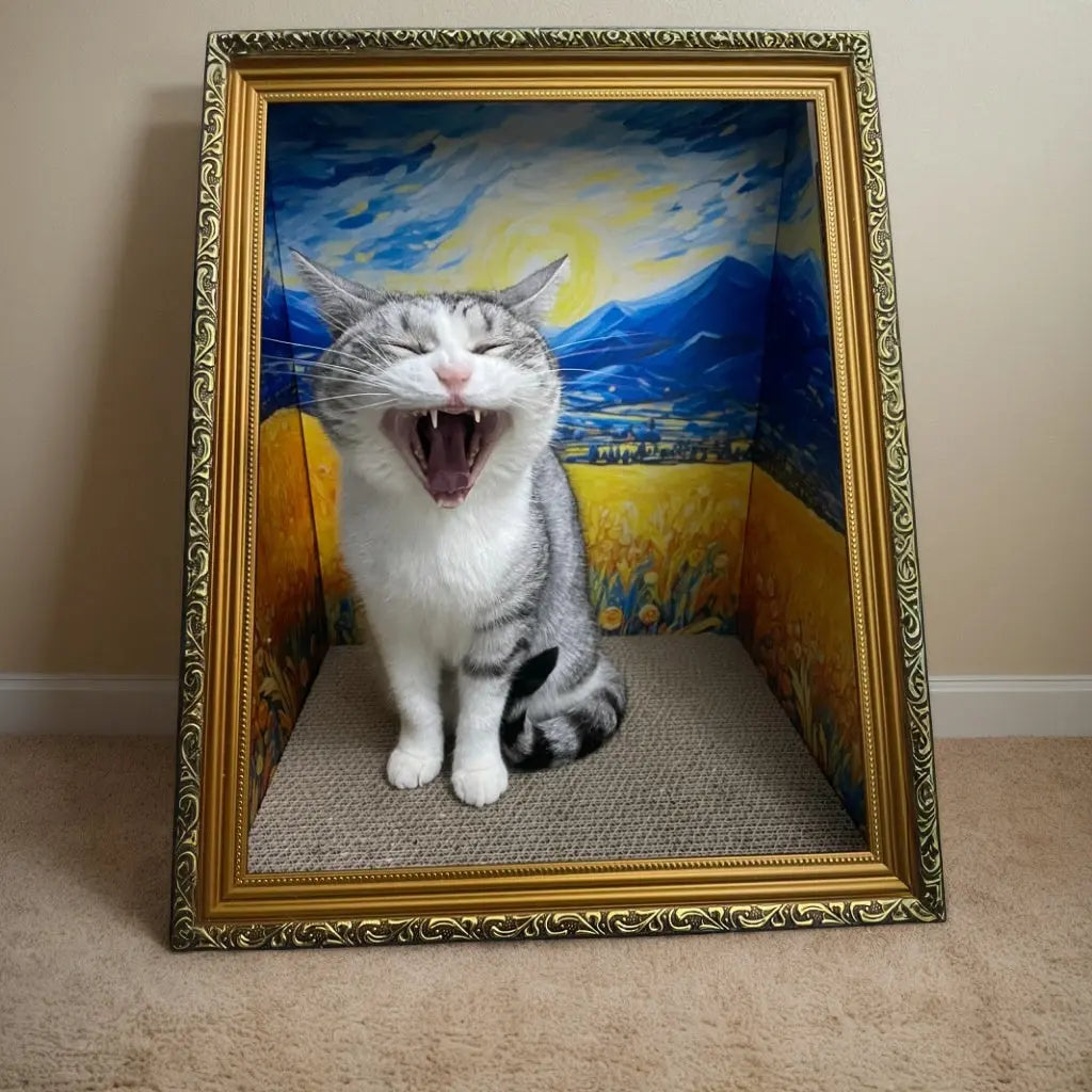 Oil Painting Cat Scratching Board [[{"value":"shop name"}]]