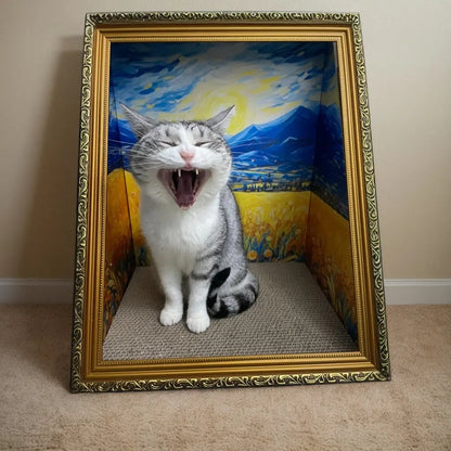 Oil Painting Cat Scratching Board [[{"value":"shop name"}]]
