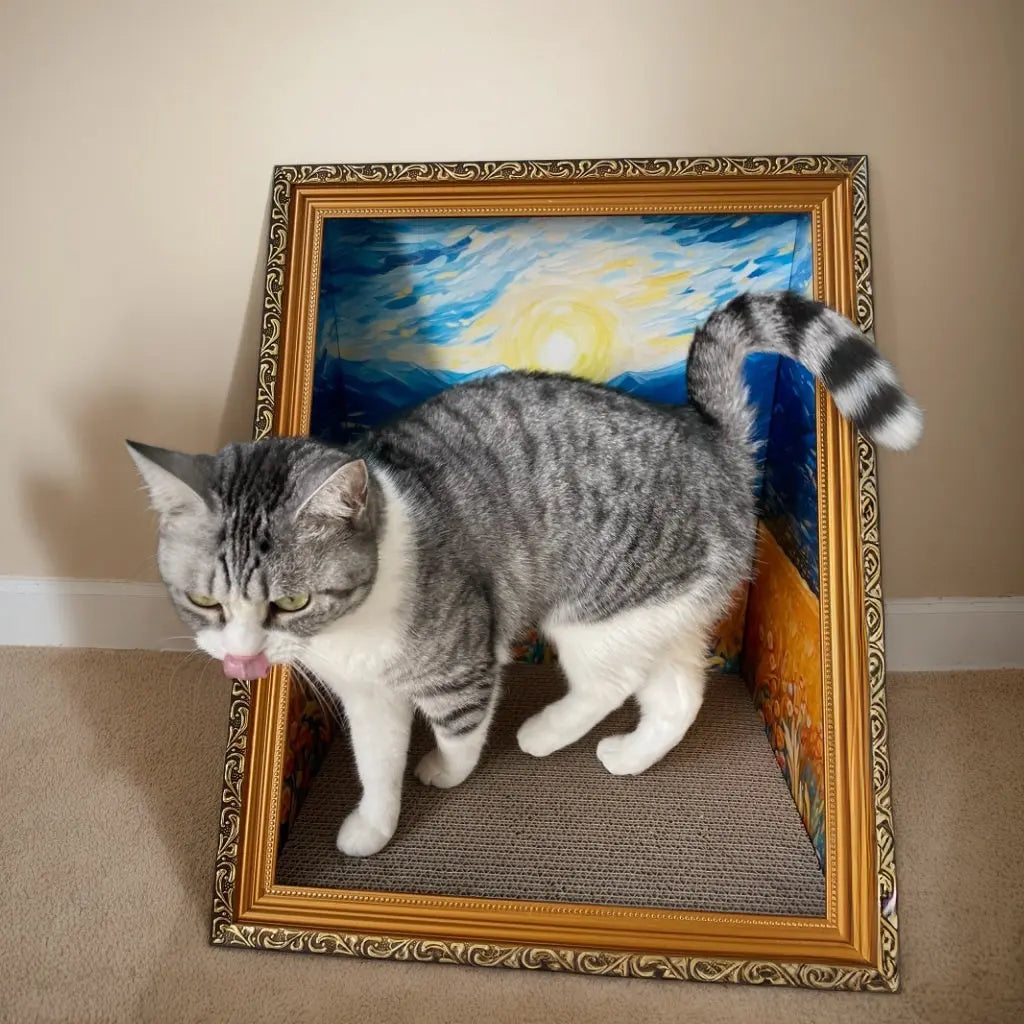 Oil Painting Cat Scratching Board [[{"value":"shop name"}]]