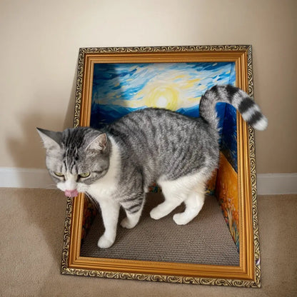 Oil Painting Cat Scratching Board [[{"value":"shop name"}]]