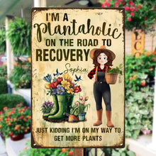 Personalized Garden Metal Sign - "Plantaholic on Recovery" Customized Gift for Plant Moms