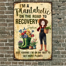 Personalized Garden Metal Sign - "Plantaholic on Recovery" Customized Gift for Plant Moms