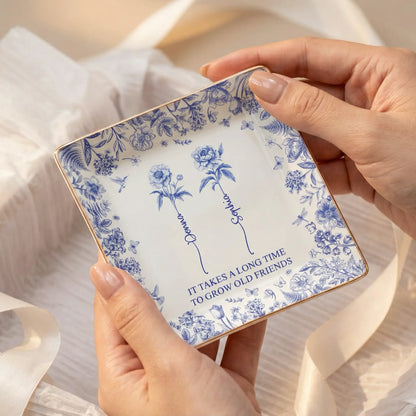 Personalized Jewelry Dish, Toile De Jouy Design, Gift For Friends, Sisters, Besties