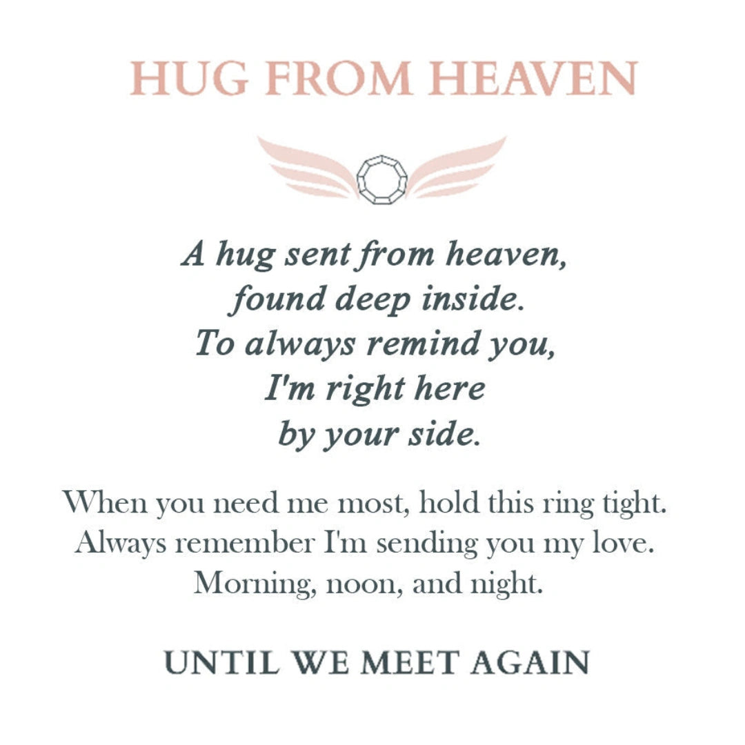 Personalized Hug From Heaven Memorial Angel Wings Ring