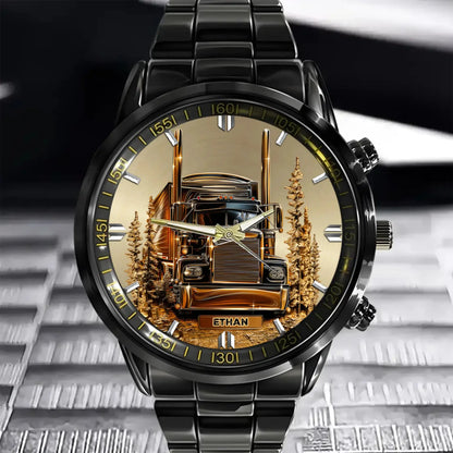 Custom Truck Driver Watch for Custom Watches for Truckers - close-up detail view