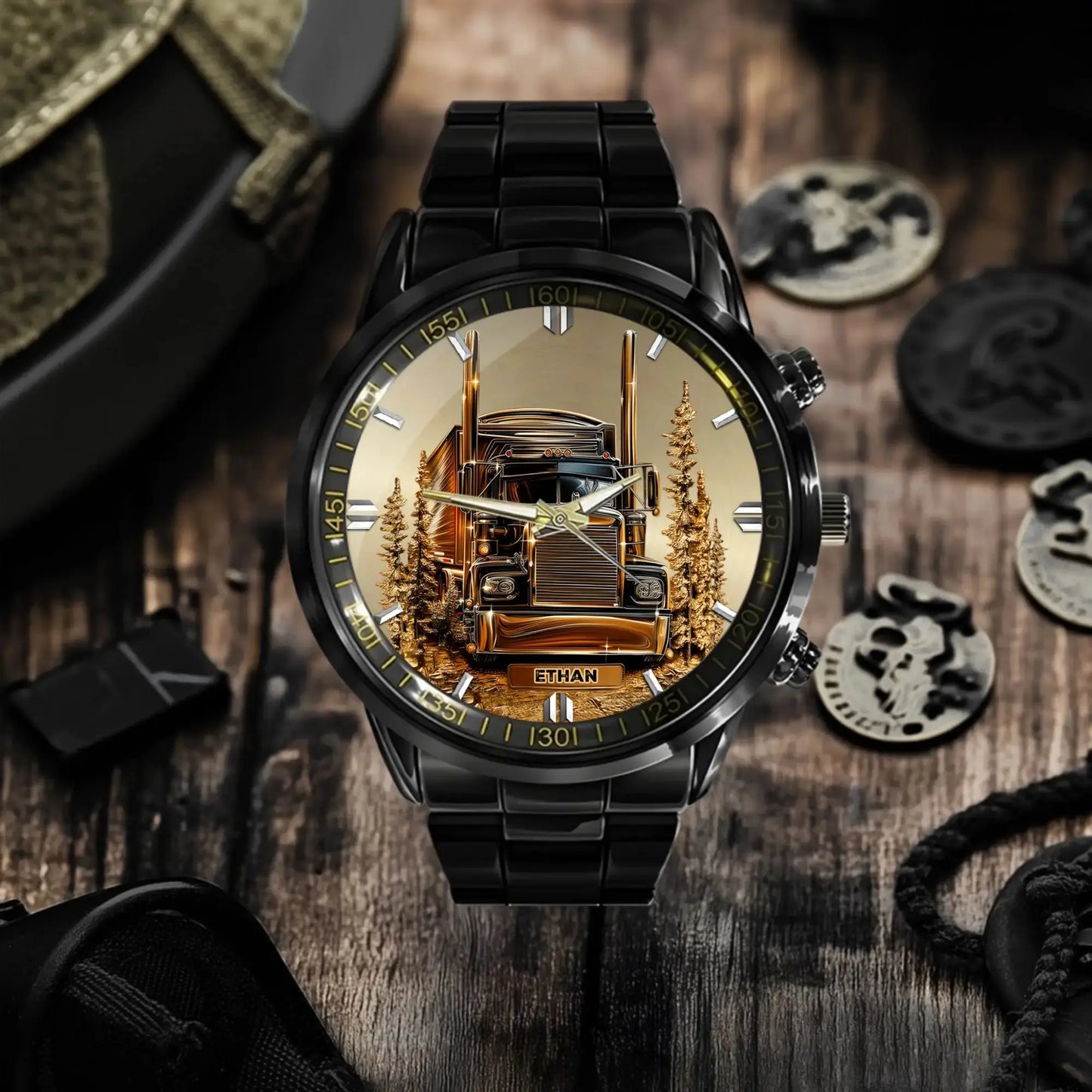 Custom Truck Driver Watch for Custom Watches for Truckers - gift-ready product view