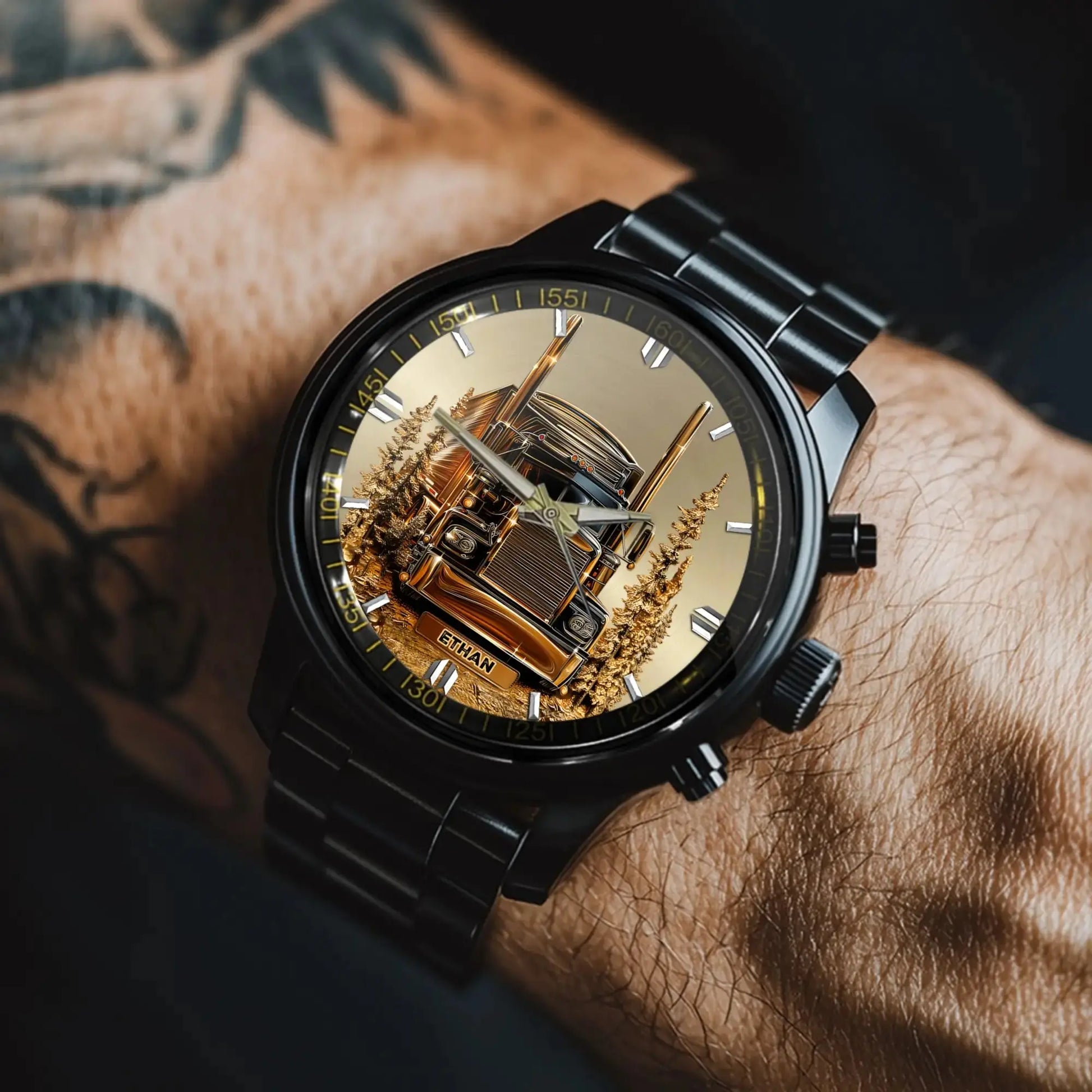 Custom Truck Driver Watch for Custom Watches for Truckers - material and finish detail