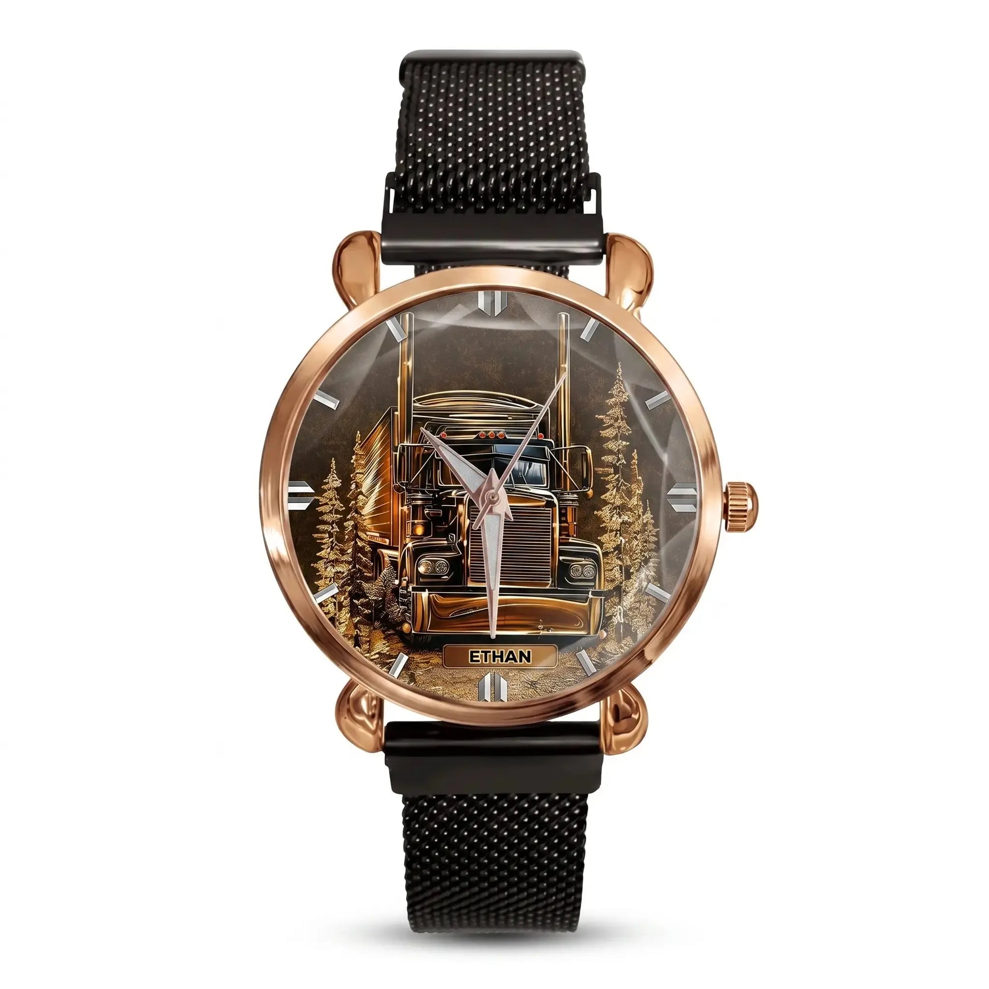Custom Truck Driver Watch for Custom Watches for Truckers - scale and display view