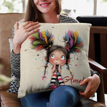 Personalized Quirky Girl Pillow Cover- Custom with Name, Unique Gift for Girls and Women