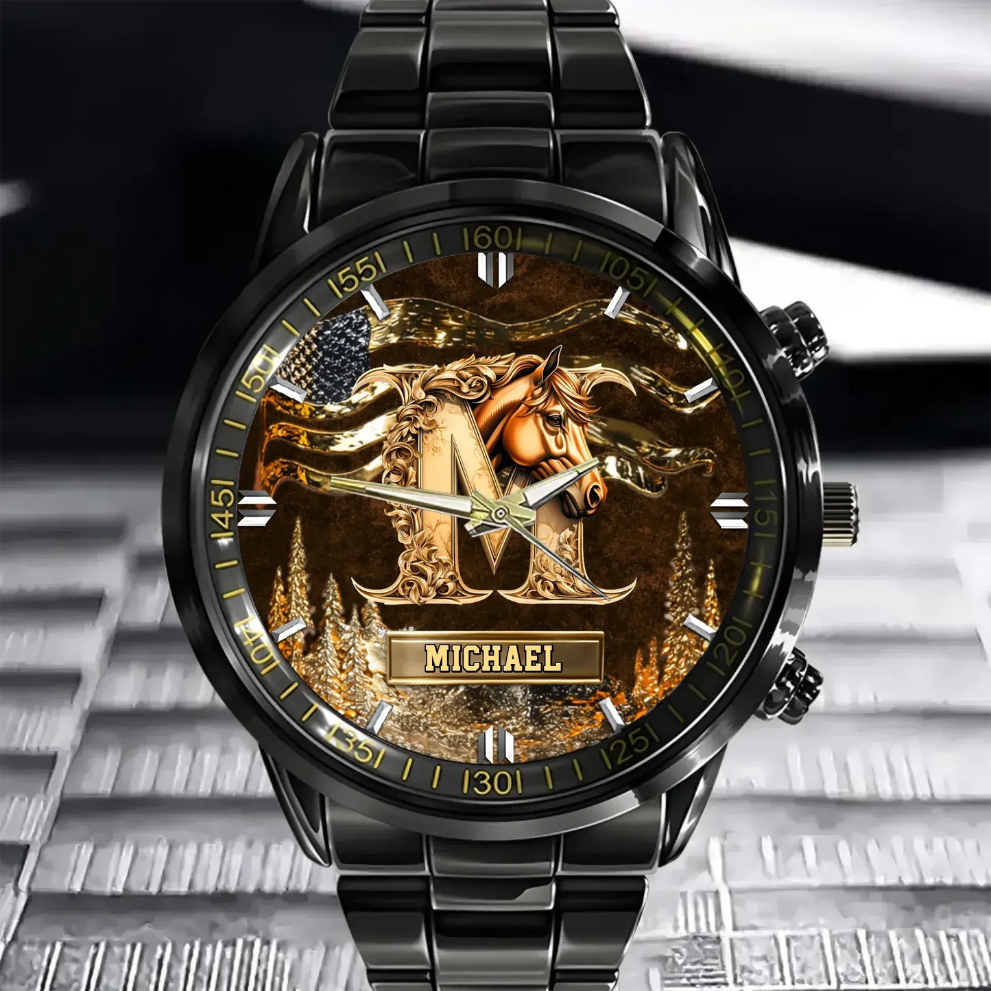 Personalized Initial Horse Watch - His or Her Elegant Equestrian Identity for Horse Love - main product image