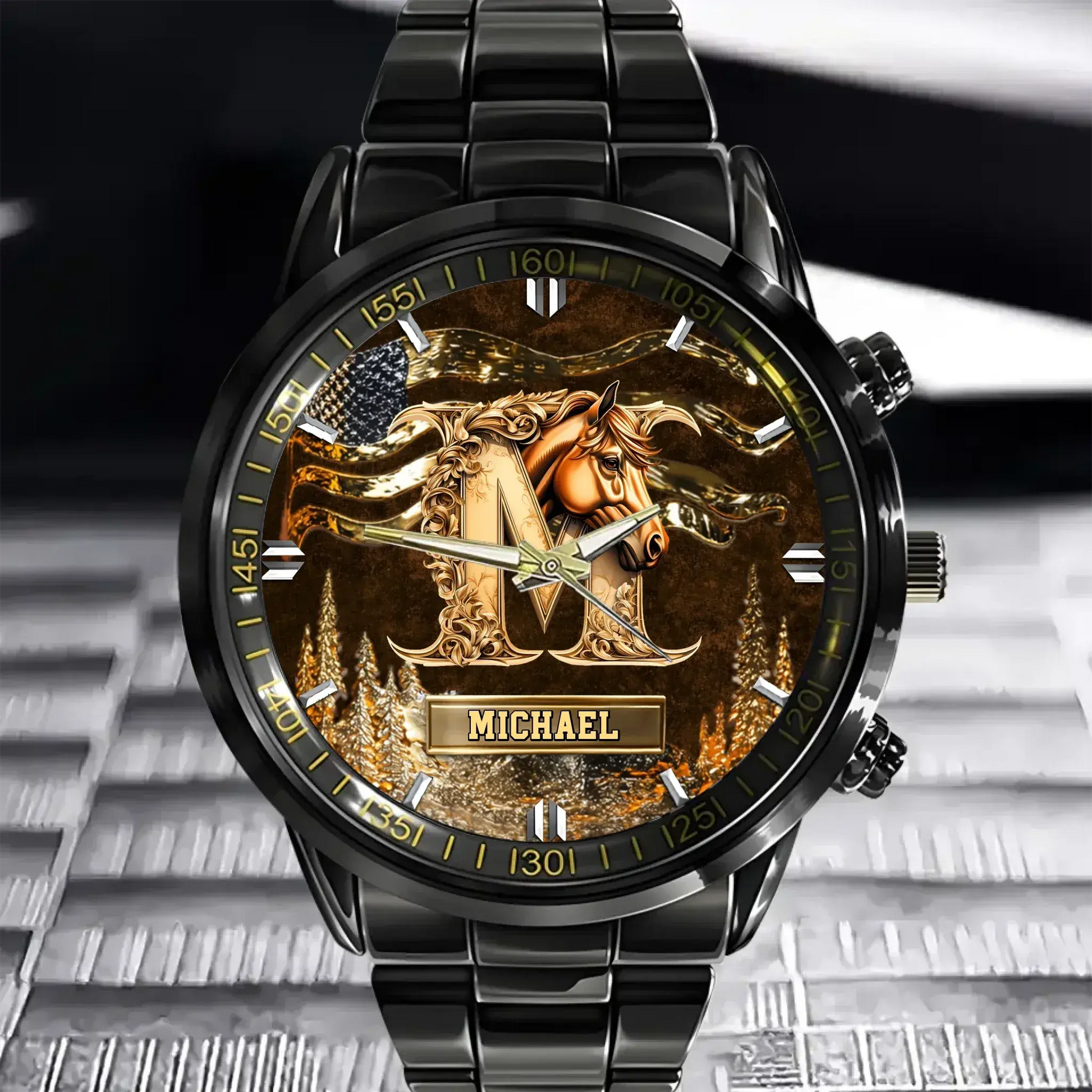 Personalized Initial Horse Watch - His or Her Elegant Equestrian Identity for Horse Love - main product image