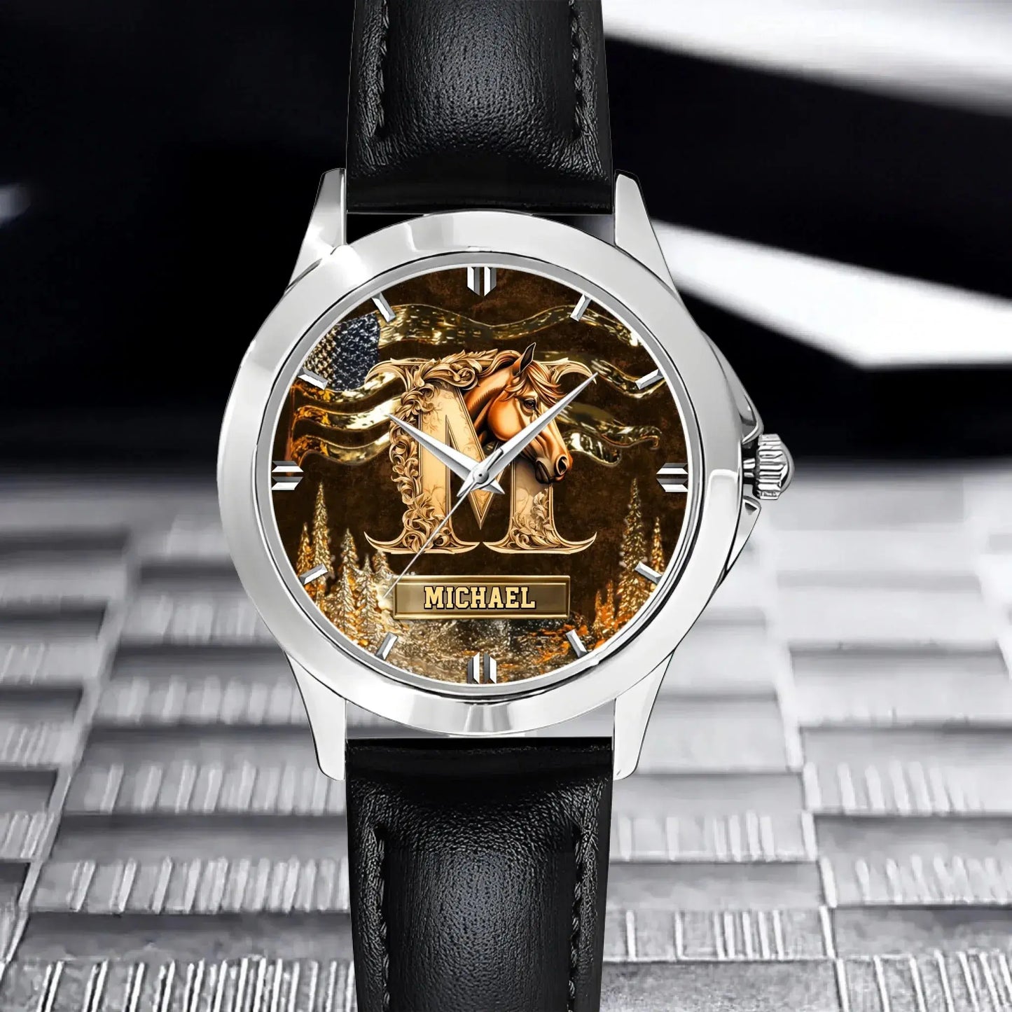 Personalized Initial Horse Watch - His or Her Elegant Equestrian Identity for Horse Love - lifestyle product photo